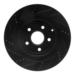 Chevrolet SS Brake Rotor (1) - Rear Right - R1 Concepts - Drilled & Slotted - Black - `08-`17